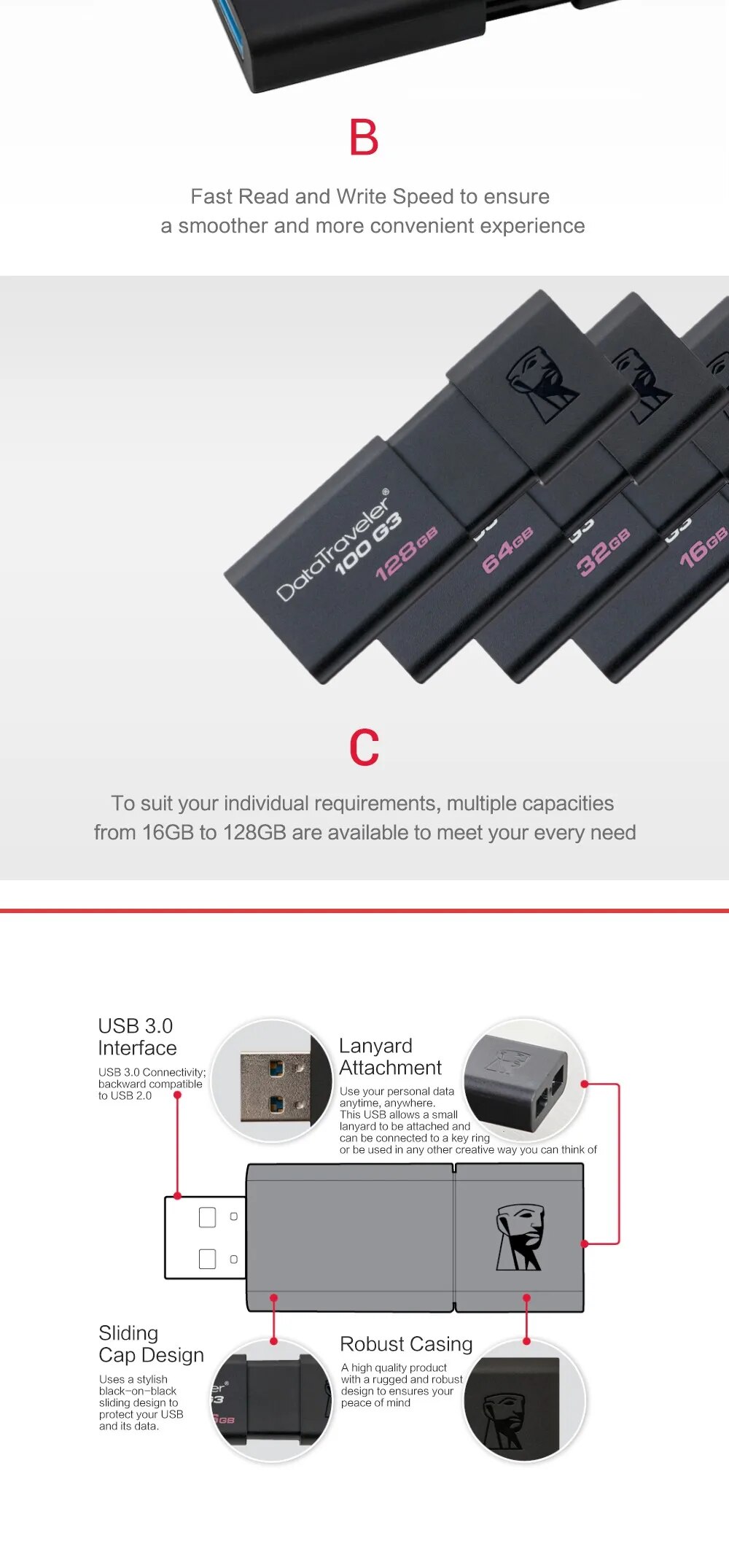 Kingston Highspeed Usb Flash Drive 8gb 32gb 64gb 128gb Storage Options - 8