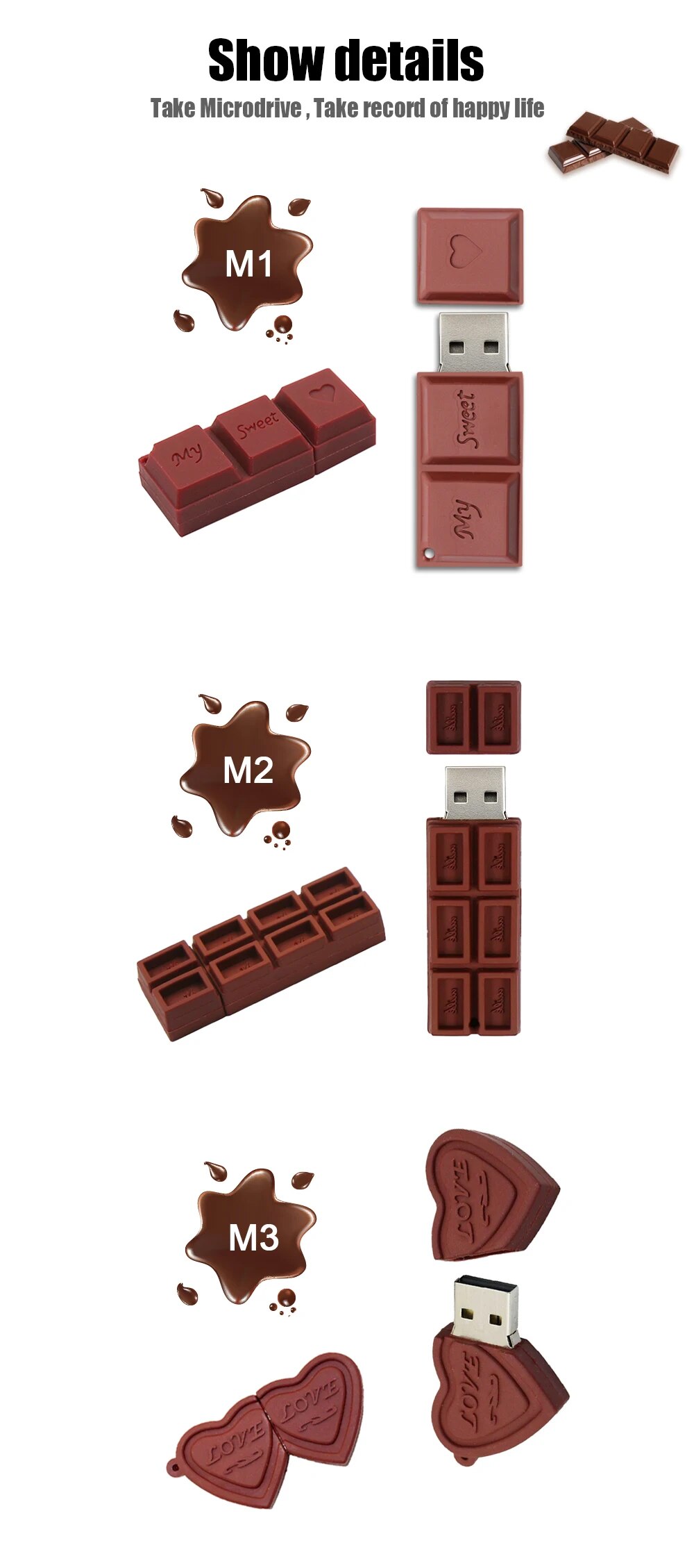 Silicone Chocolate Design Usb Flash Drive Multiple Storage Options - 9