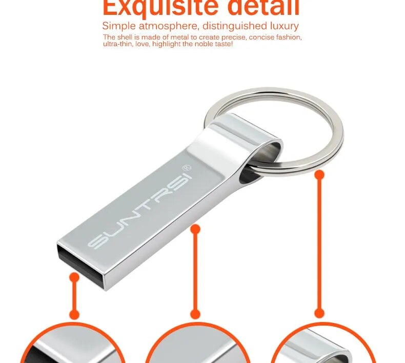 Suntrsi Highspeed 64gb Metal Usb Flash Drive Key Stick 32gb - 7