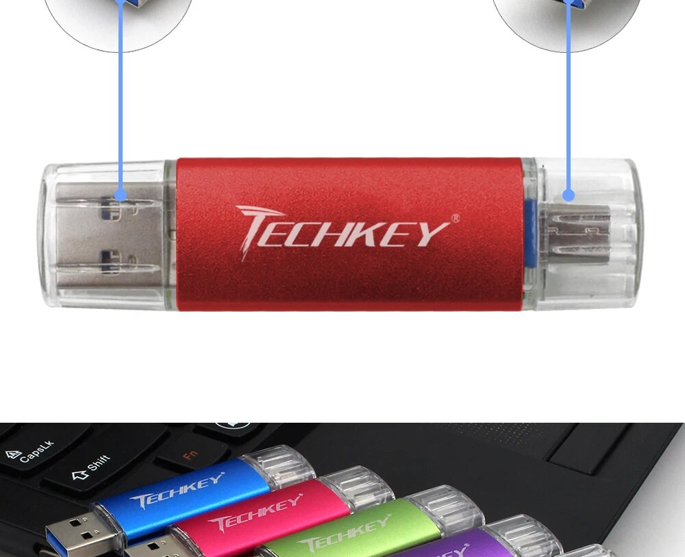 Samsung Compatible Techkey Otg Usb Pendrive Flash Drive 16gb32gb64gb - 18 Samsung Compatible Techkey Otg Usb Pendrive Flash Drive 16gb32gb64gb - 18