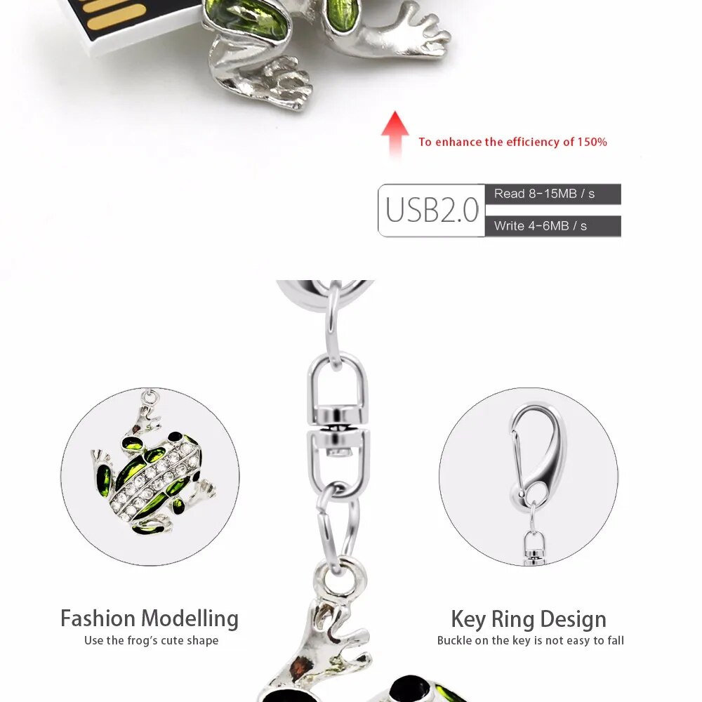 Diamond Frog Design Usb Flash Drive 8gb64gb Pen Drive Memory Stick - 12