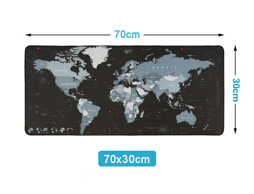 World Map Antislip Gaming Mouse Pad Xl Natural Rubber Edge Lock - 23