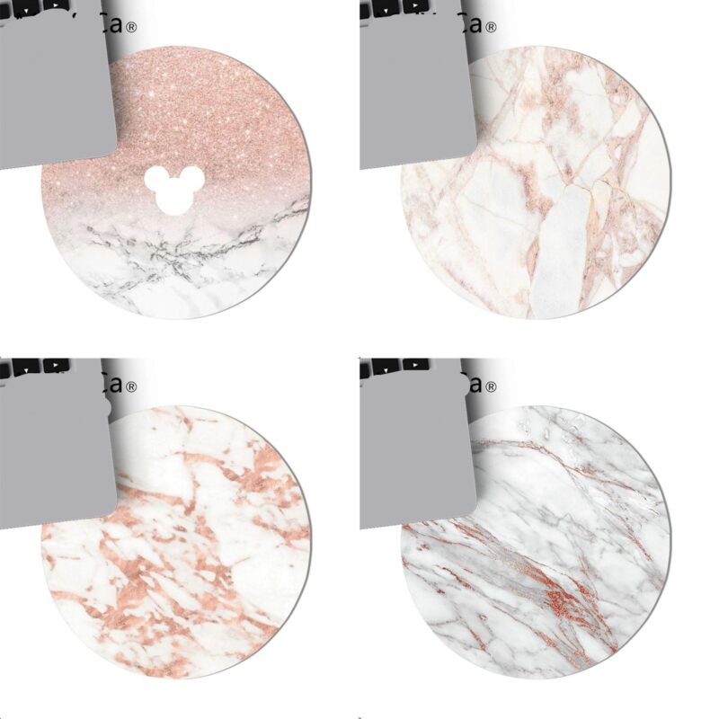 Maiyaca Pink Gold Marble Antislip Round Gaming Mouse Pad 22x22cm - 1