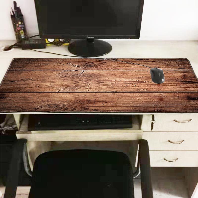 Mairuige Large Gaming Mouse Pad With Locking Edge Brown Wood Grain Design For Csgo Dota Gamer - 7