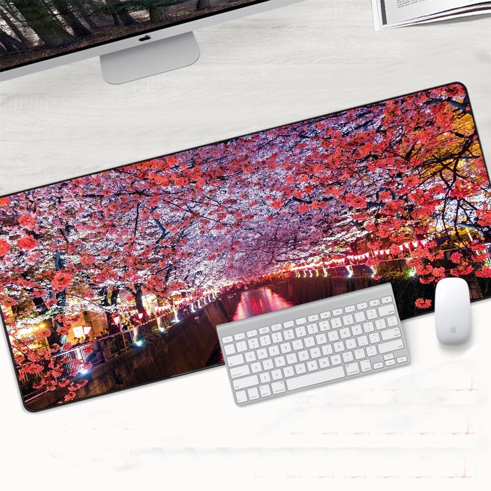 Sakura Blossom Large Gaming Mouse Pad With Nonslip Rubber Base Edge Lock - 9 Sakura Blossom Large Gaming Mouse Pad With Nonslip Rubber Base Edge Lock - 9