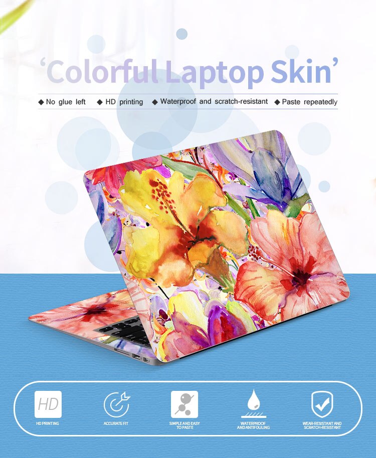 Floral Decal Laptop Skin Stickers For 12156 Macbook Xiaomi Asus Acer Hp Lenovo - 7