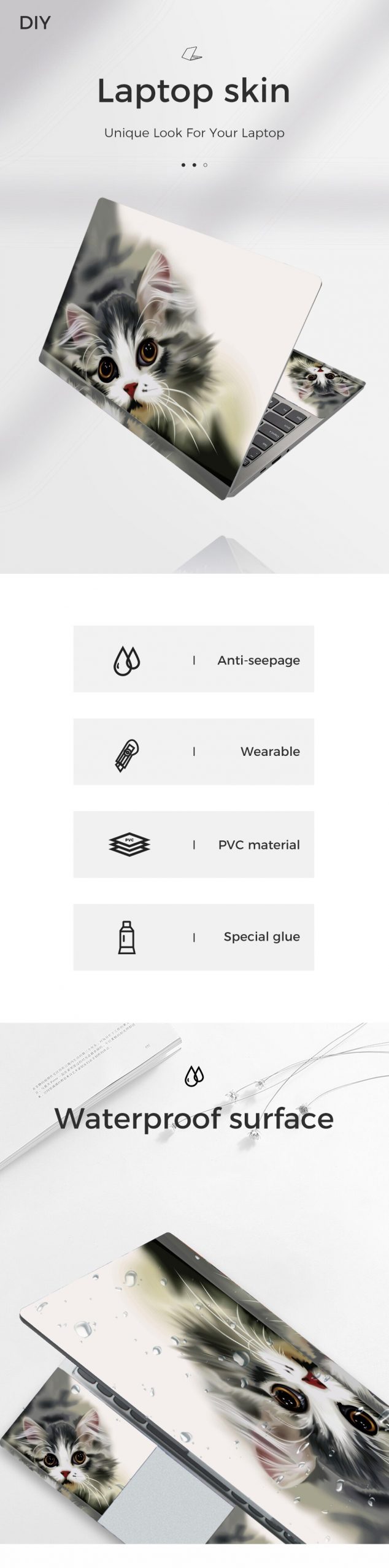 Cat Design Laptop Skin Sticker For 13156 Macbook Acer Hp Computers - 7 Cat Design Laptop Skin Sticker For 13156 Macbook Acer Hp Computers - 7