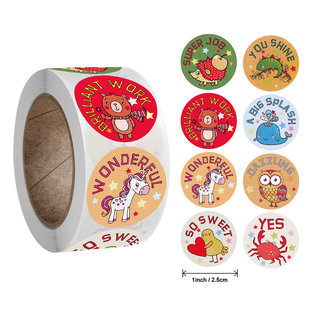 Motivational Reward Stickers Roll For Kids Teachers 50500 Pcs Cute Animal Labels - 19