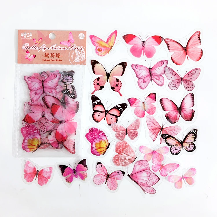 40pack Retro Butterfly Pet Stickers For Diy Album And Notebook Decoration - 2