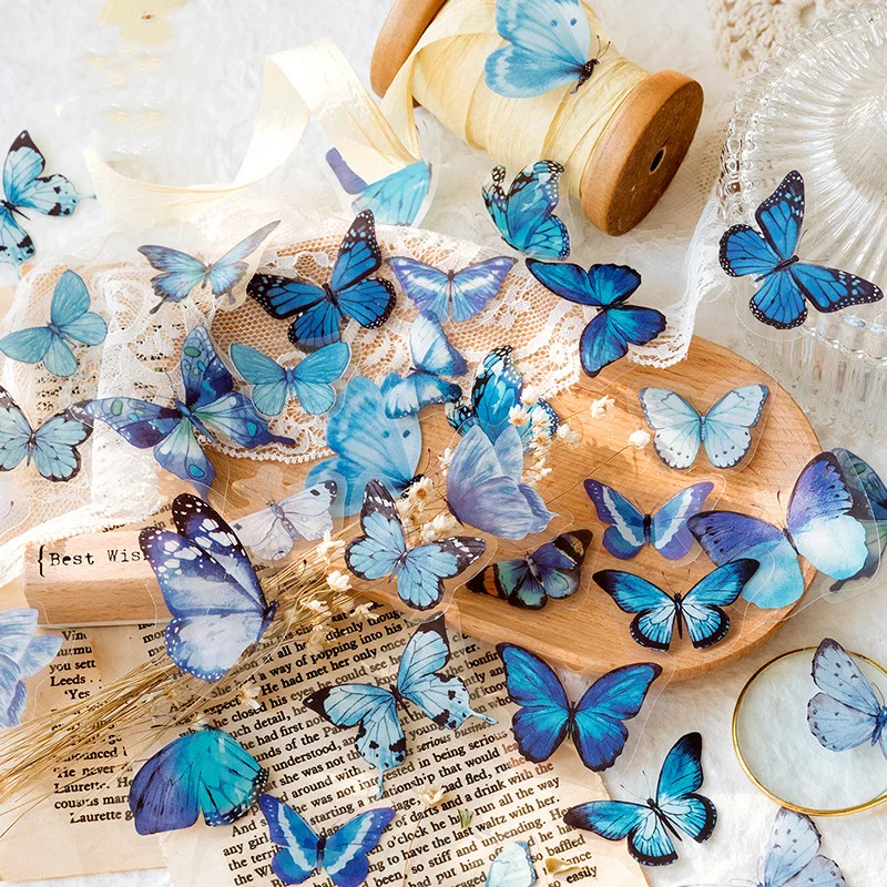40pack Retro Butterfly Pet Stickers For Diy Album And Notebook Decoration - 4