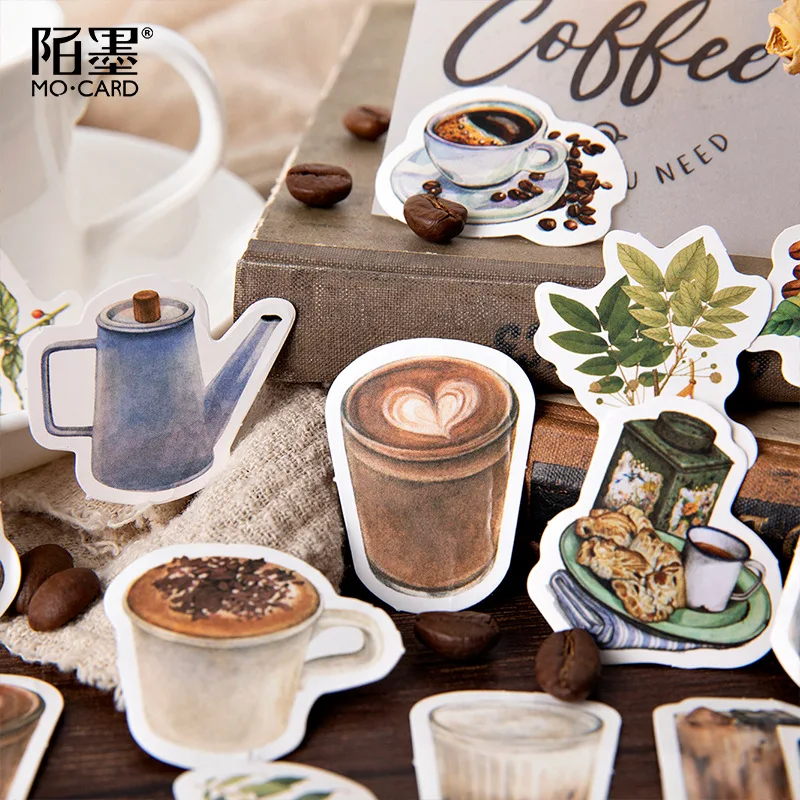 Vintage Coffee Themed Scrapbooking Stickers 45pcs Diy Journal Planner Set - 4