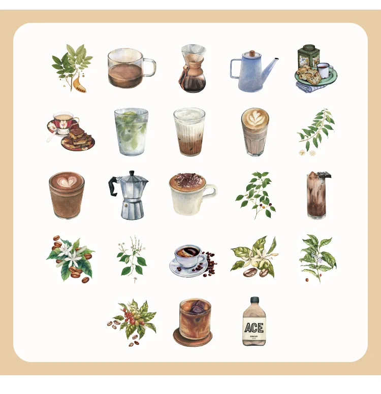 Vintage Coffee Themed Scrapbooking Stickers 45pcs Diy Journal Planner Set - 6