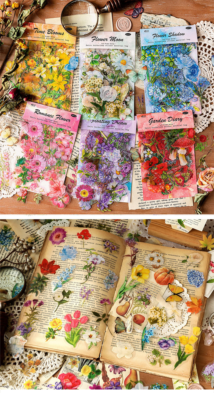 Mrpaper Vintage Botanical Aesthetic Stickers 100pcs 6 Styles Decorative Stationery - 7