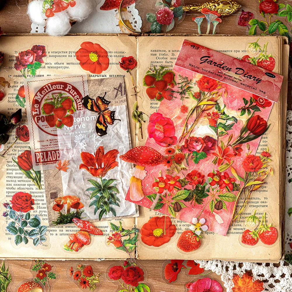 Mrpaper Vintage Botanical Aesthetic Stickers 100pcs 6 Styles Decorative Stationery - 3