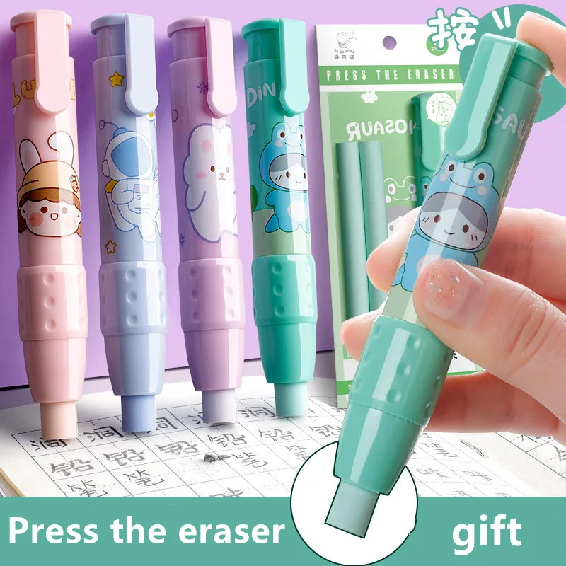 Cartoon Pencil Eraser Pen With Replaceable Core For School Office Kids - 4