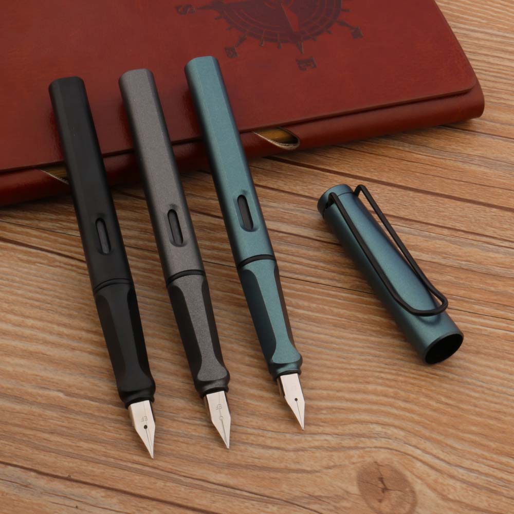 Matte Black Posture Correction Fountain Pen Ef Nib Green Frosted Plastic - 8