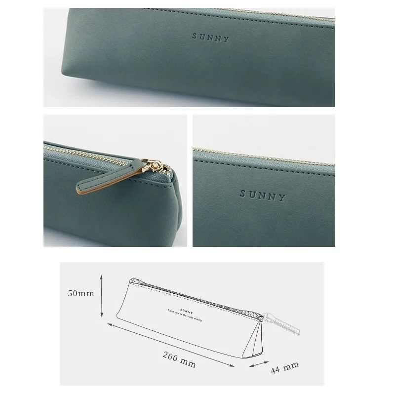 Vintage Sunny Series Pu Leather Triangular Pen Pencil Case A6751 - 6