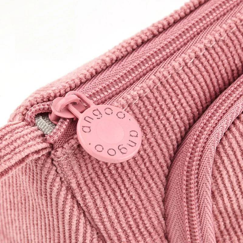 Angoo Multislot Corduroy Pencil Case Easy Carry Organizer For Schooltravel - 4