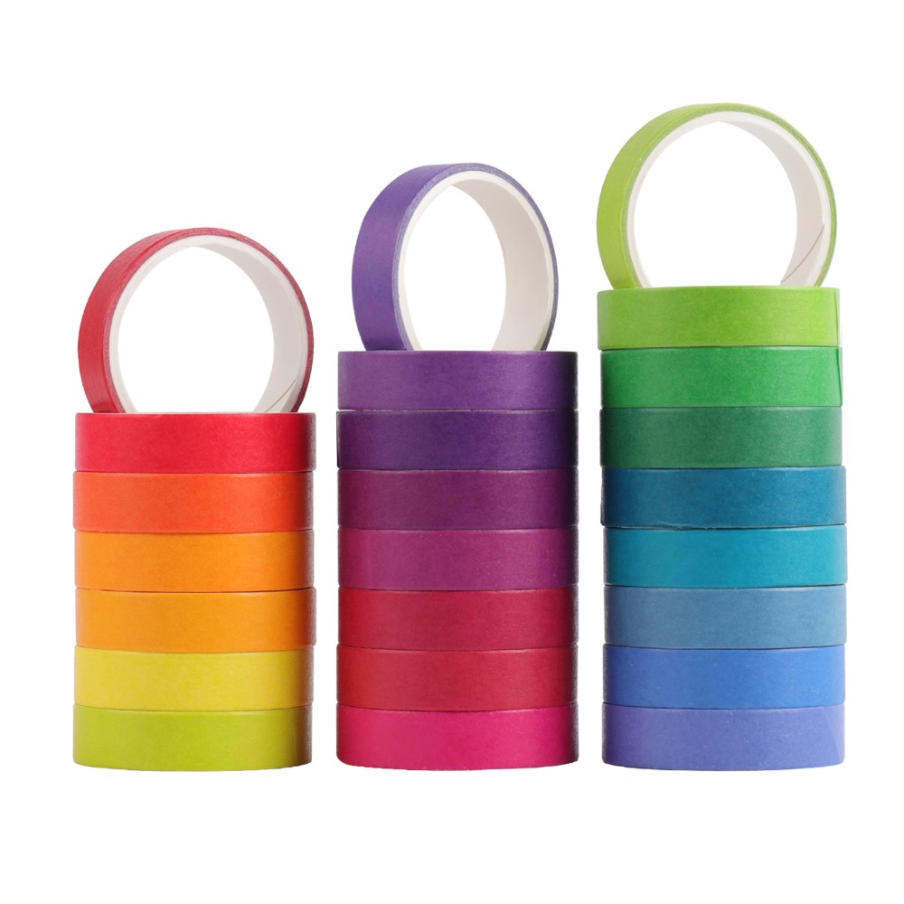 24pcs Washi Tape Set Rainbow Macaron Colors Diy Decorative Adhesive Stickers - 8 24pcs Washi Tape Set Rainbow Macaron Colors Diy Decorative Adhesive Stickers - 8