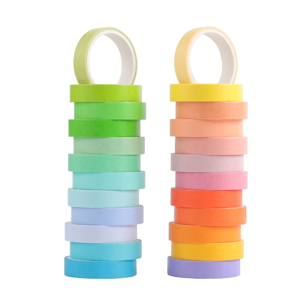 24pcs Washi Tape Set Rainbow Macaron Colors Diy Decorative Adhesive Stickers - 14 24pcs Washi Tape Set Rainbow Macaron Colors Diy Decorative Adhesive Stickers - 14