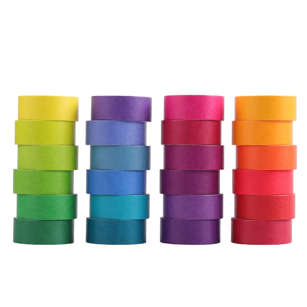 24pcs Washi Tape Set Rainbow Macaron Colors Diy Decorative Adhesive Stickers - 22 24pcs Washi Tape Set Rainbow Macaron Colors Diy Decorative Adhesive Stickers - 22