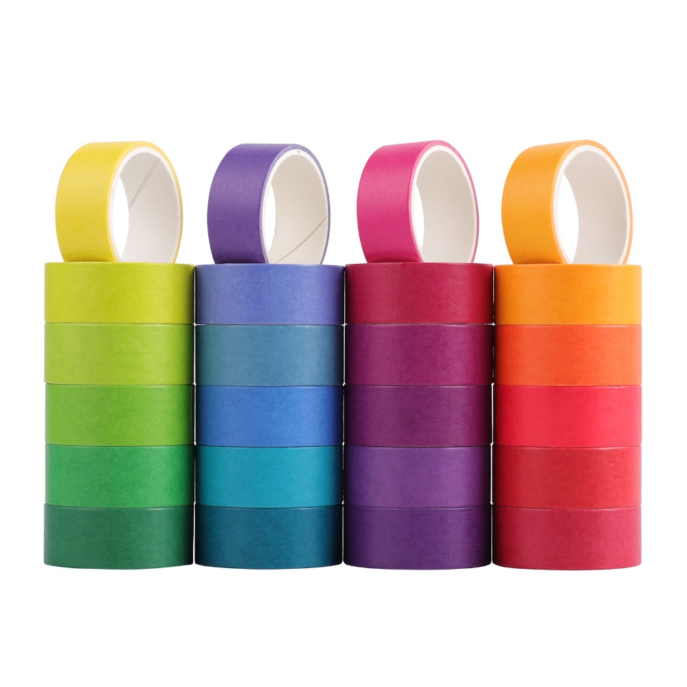 24pcs Washi Tape Set Rainbow Macaron Colors Diy Decorative Adhesive Stickers - 24 24pcs Washi Tape Set Rainbow Macaron Colors Diy Decorative Adhesive Stickers - 24