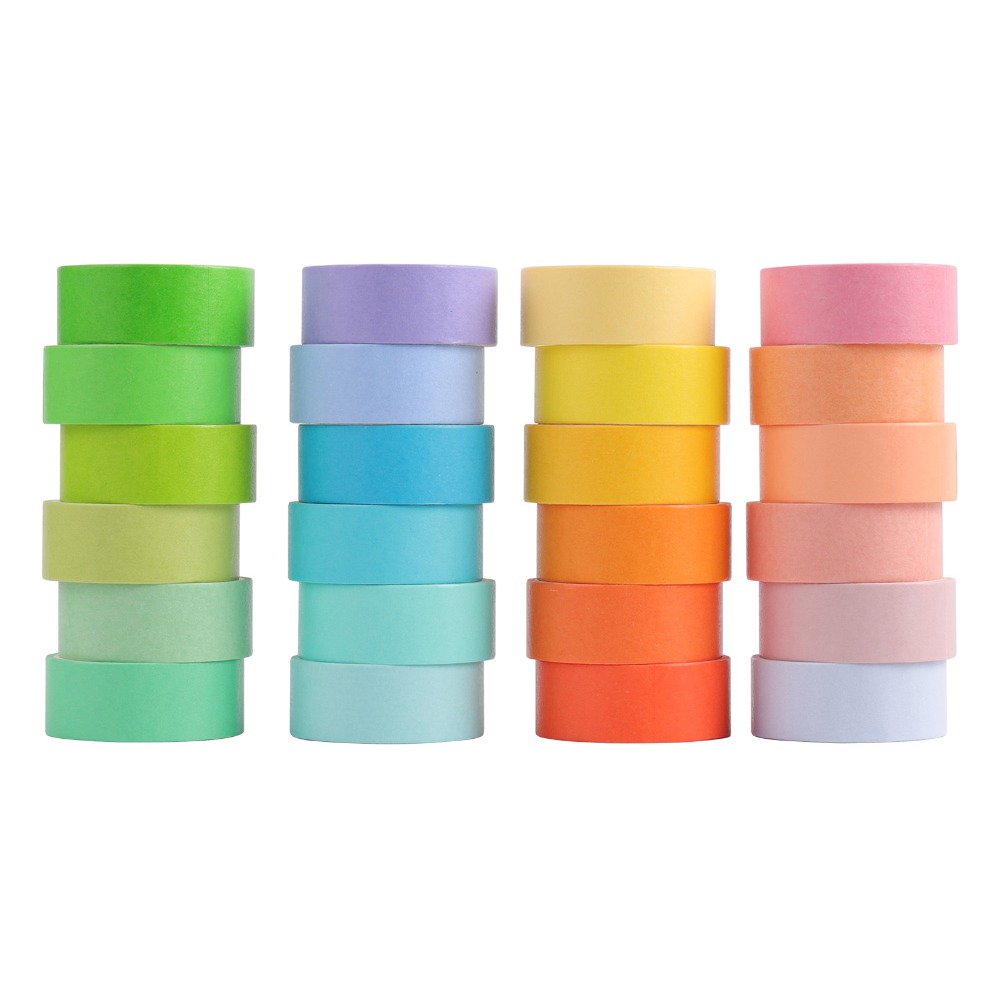 24pcs Washi Tape Set Rainbow Macaron Colors Diy Decorative Adhesive Stickers - 26 24pcs Washi Tape Set Rainbow Macaron Colors Diy Decorative Adhesive Stickers - 26