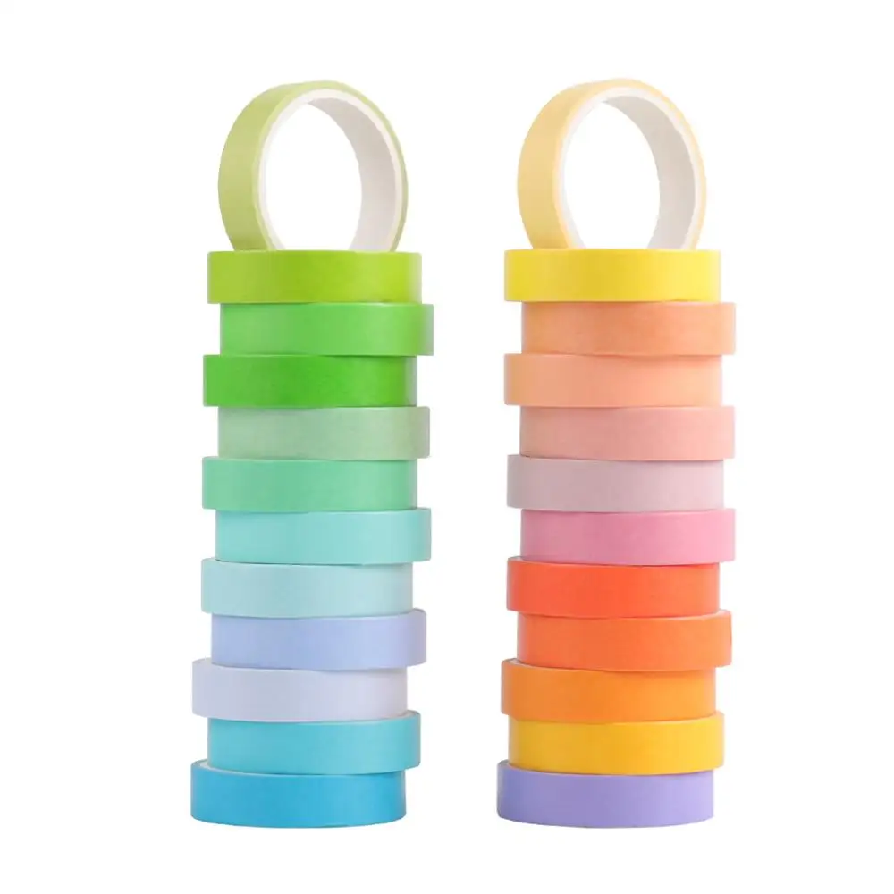 24pcs Washi Tape Set Rainbow Macaron Colors Diy Decorative Adhesive Stickers - 2