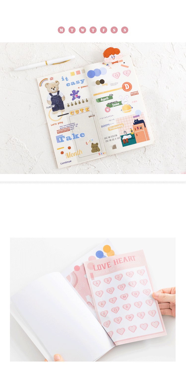 Vintage Cartoon Bear Stickers Rosy Posy 20page Notebook Journal Set A6786 - 31