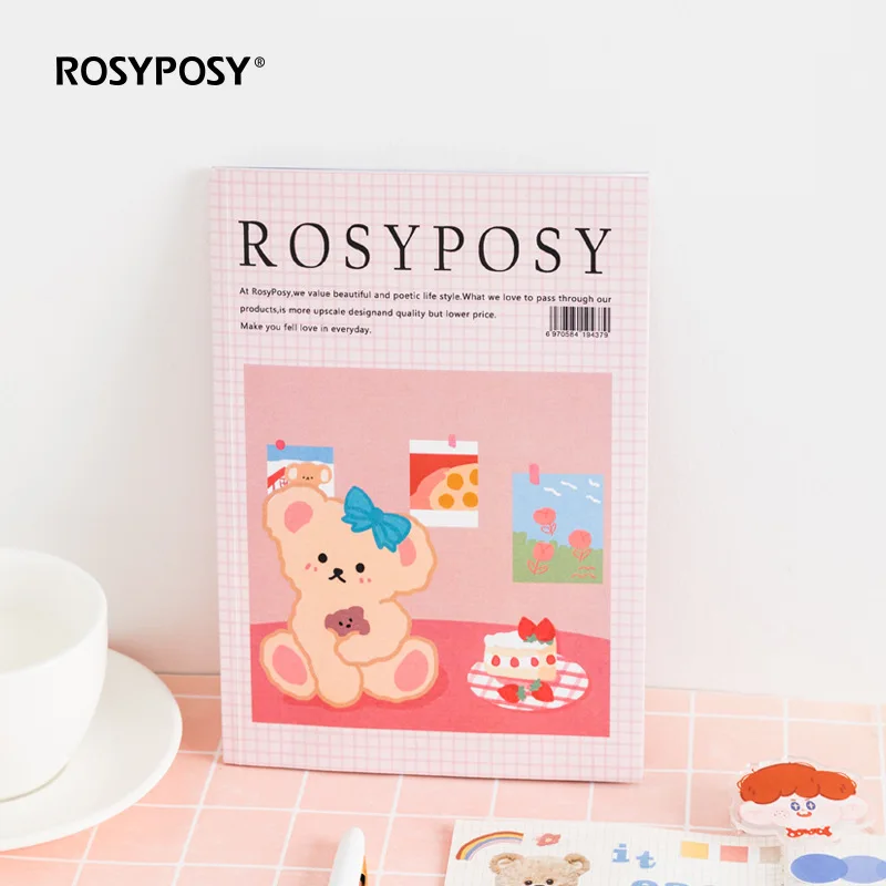 Vintage Cartoon Bear Stickers Rosy Posy 20page Notebook Journal Set A6786 - 4
