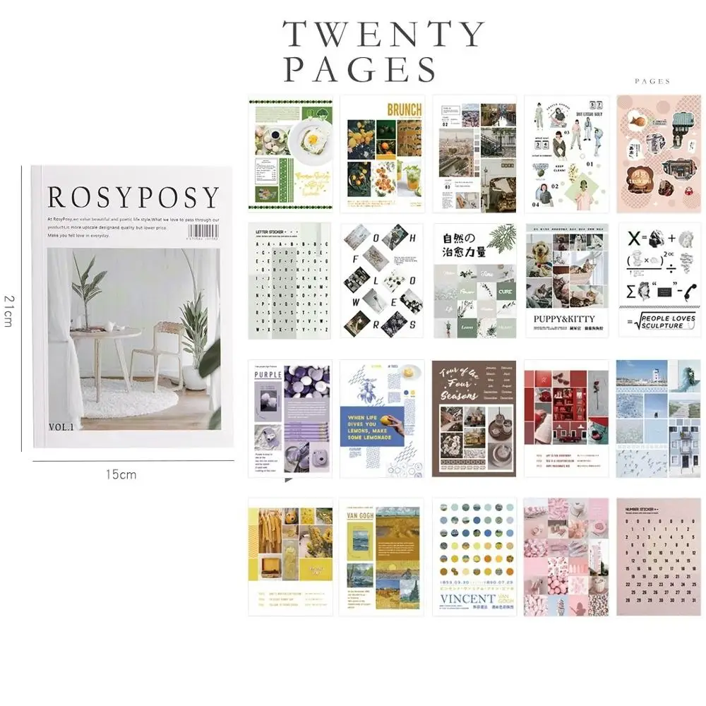 Vintage Cartoon Bear Stickers Rosy Posy 20page Notebook Journal Set A6786 - 3