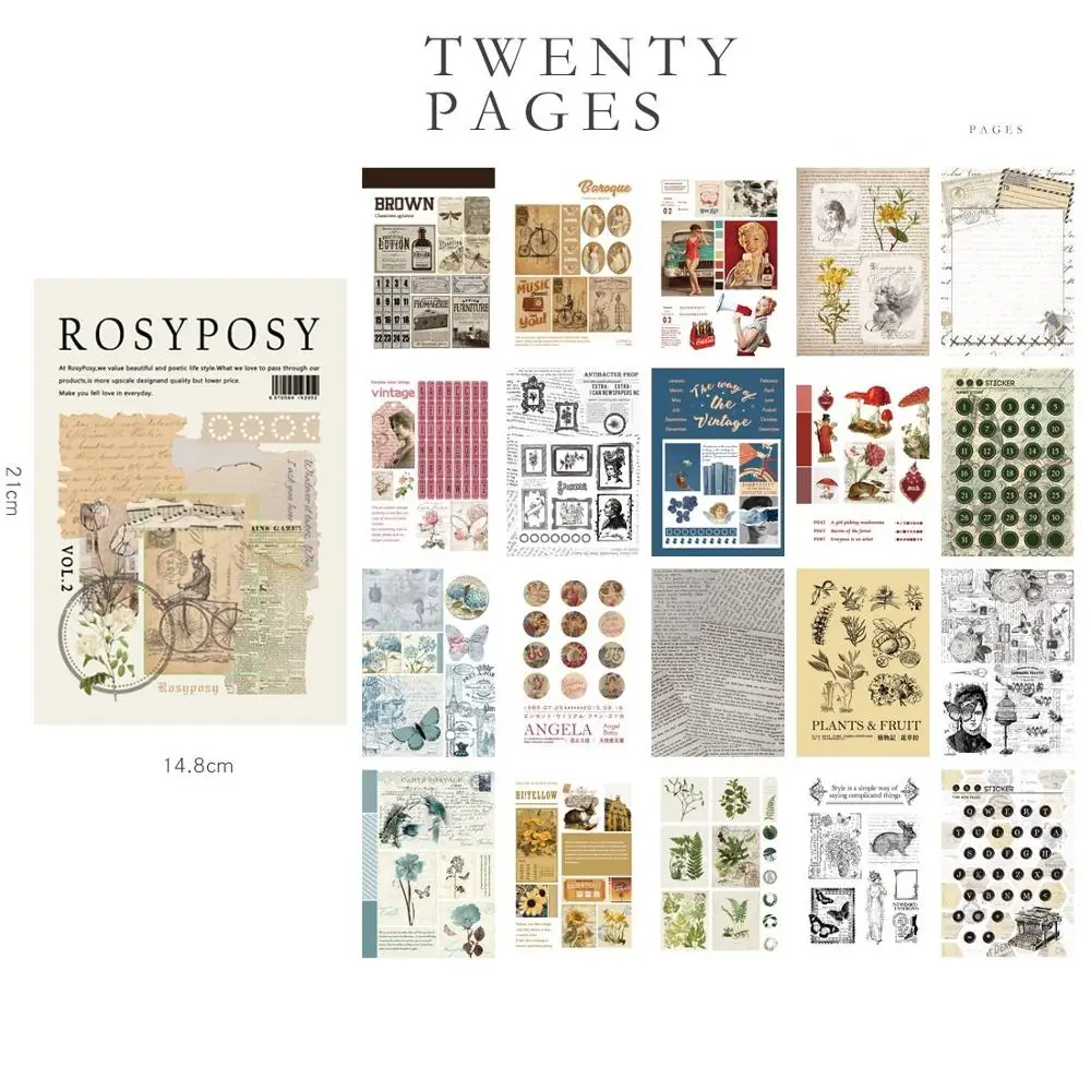 Vintage Cartoon Bear Stickers Rosy Posy 20page Notebook Journal Set A6786 - 2