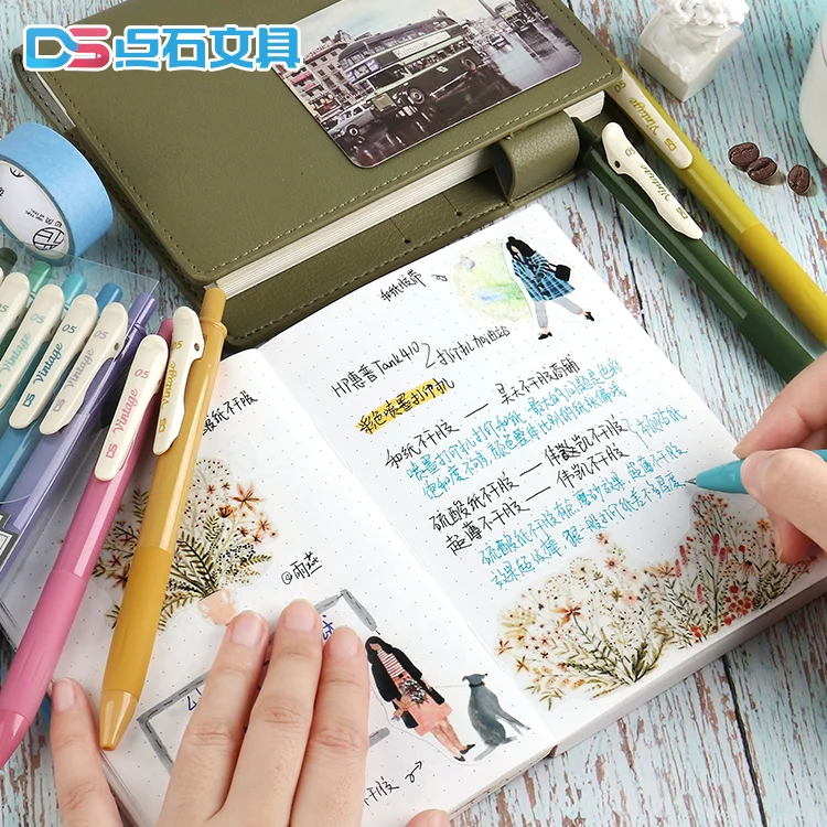 Vintage Quickdry Gel Pens Set 05mm Bullet Tip Soft Rubber Grip - 4