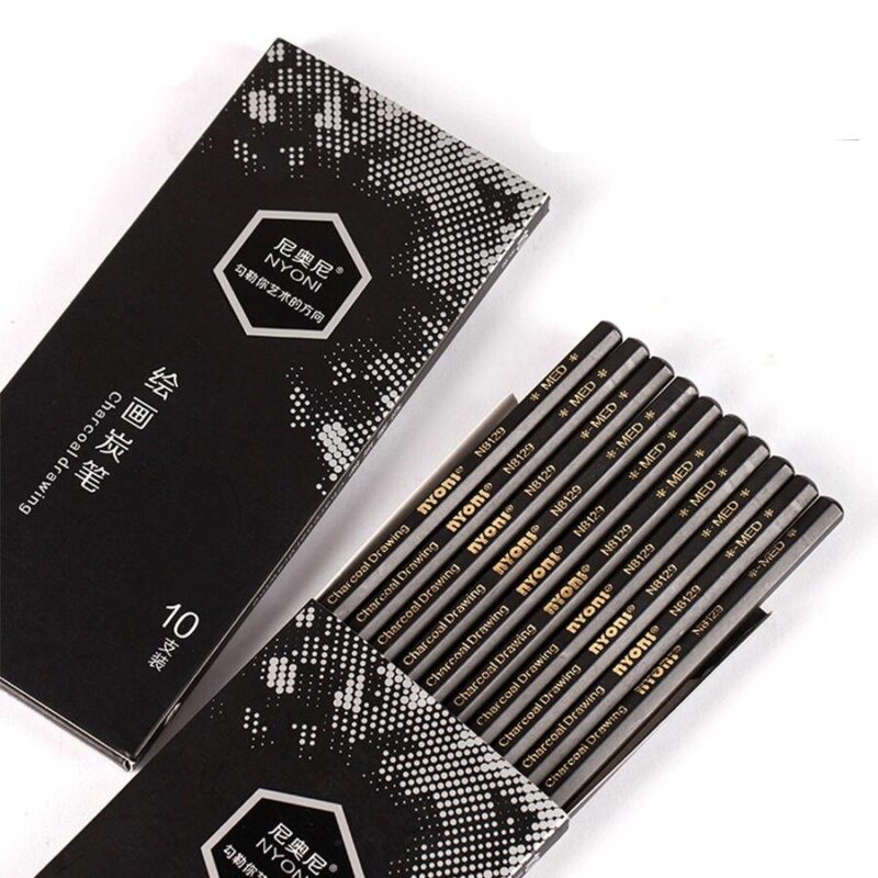 Nyoni N8129 Hexagonal Basswood Charcoal Pencils 10pcs Softmediumhard Unbreakable Art - 1