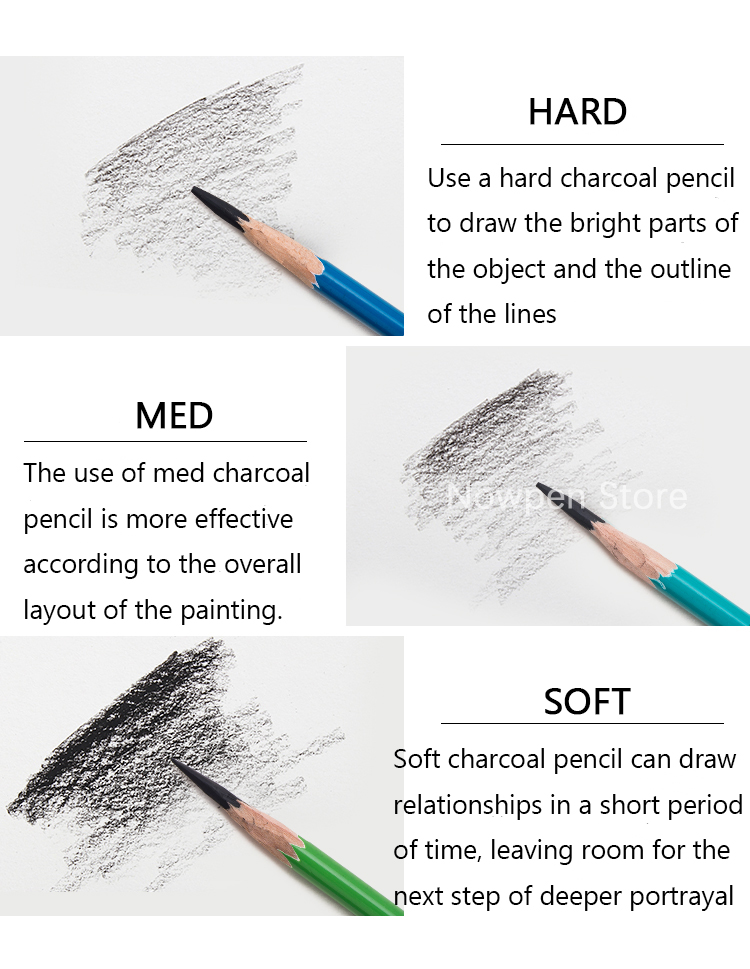 Nyoni N2801 Sketch Charcoal Pencil Set Soft To Hard 14b For Art Painting - 12 Nyoni N2801 Sketch Charcoal Pencil Set Soft To Hard 14b For Art Painting - 12