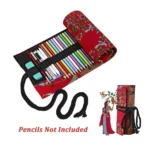 Elephant Pattern Canvas Pencil Roll Wrap With 1272 Slot Storage - 1