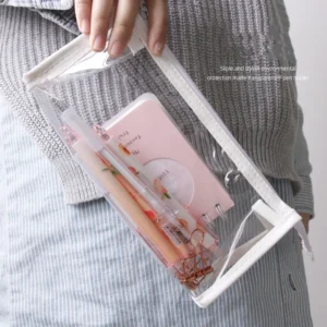 Waterproof Triangle Tpu Pencil Case With Morandi Color Frame A6645 - 1