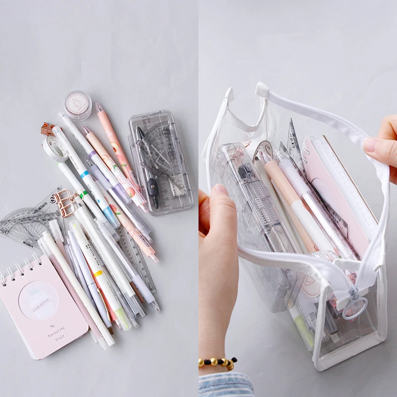 Waterproof Triangle Tpu Pencil Case With Morandi Color Frame A6645 - 4