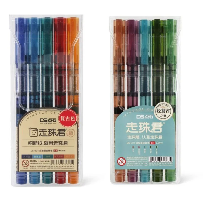 Vintage 5pcs Gel Ink Pen Set Retro 05mm Rollerball For Officeschool - 2