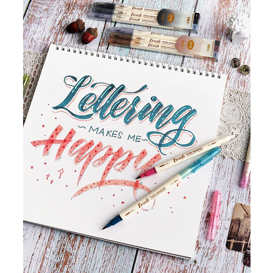 21pcs Dualsided Art Brush Marker Set For Watercolor Calligraphy Drawing - 6