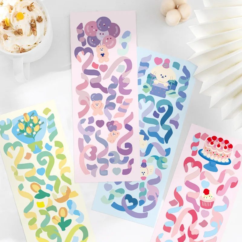 Diy Colorful Paper Ribbon Stickers For Scrapbooking Art Greeting Cards - 3