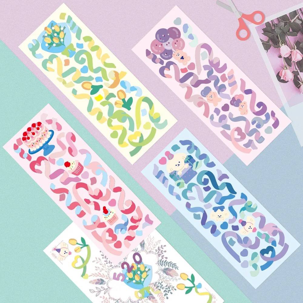 Diy Colorful Paper Ribbon Stickers For Scrapbooking Art Greeting Cards - 2