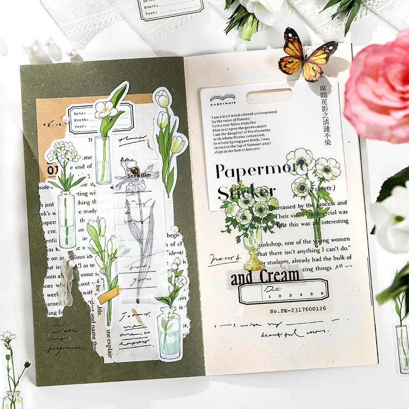 40pcs Durable Waterproof Pastel Flower Stickers For Diy Scrapbooking Journals - 2