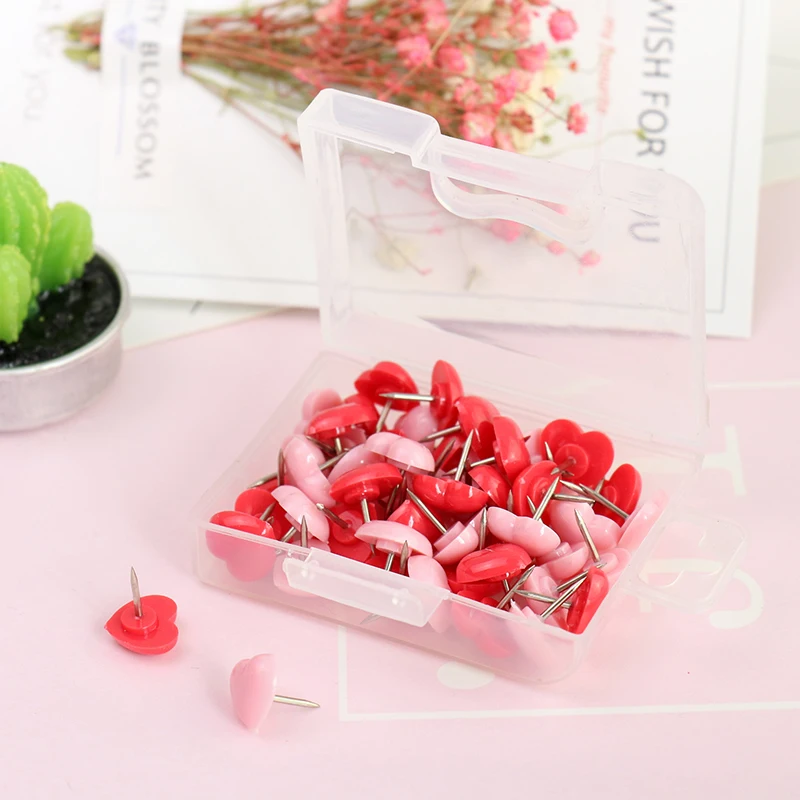50pcs Tutu Heartshaped Colored Push Pins For Office School Cork Board - 4