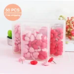 50pcs Tutu Heartshaped Colored Push Pins For Office School Cork Board - 3