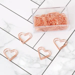 Rose Gold Heartshaped Metal And Binder Clips Set 30pcs - 1