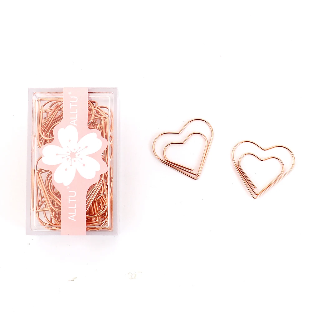 Rose Gold Heartshaped Metal And Binder Clips Set 30pcs - 2