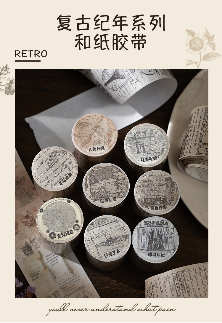 Vintage Poster Washi Tape For Scrapbooking Diy Decorative Stationery Sticker - 6