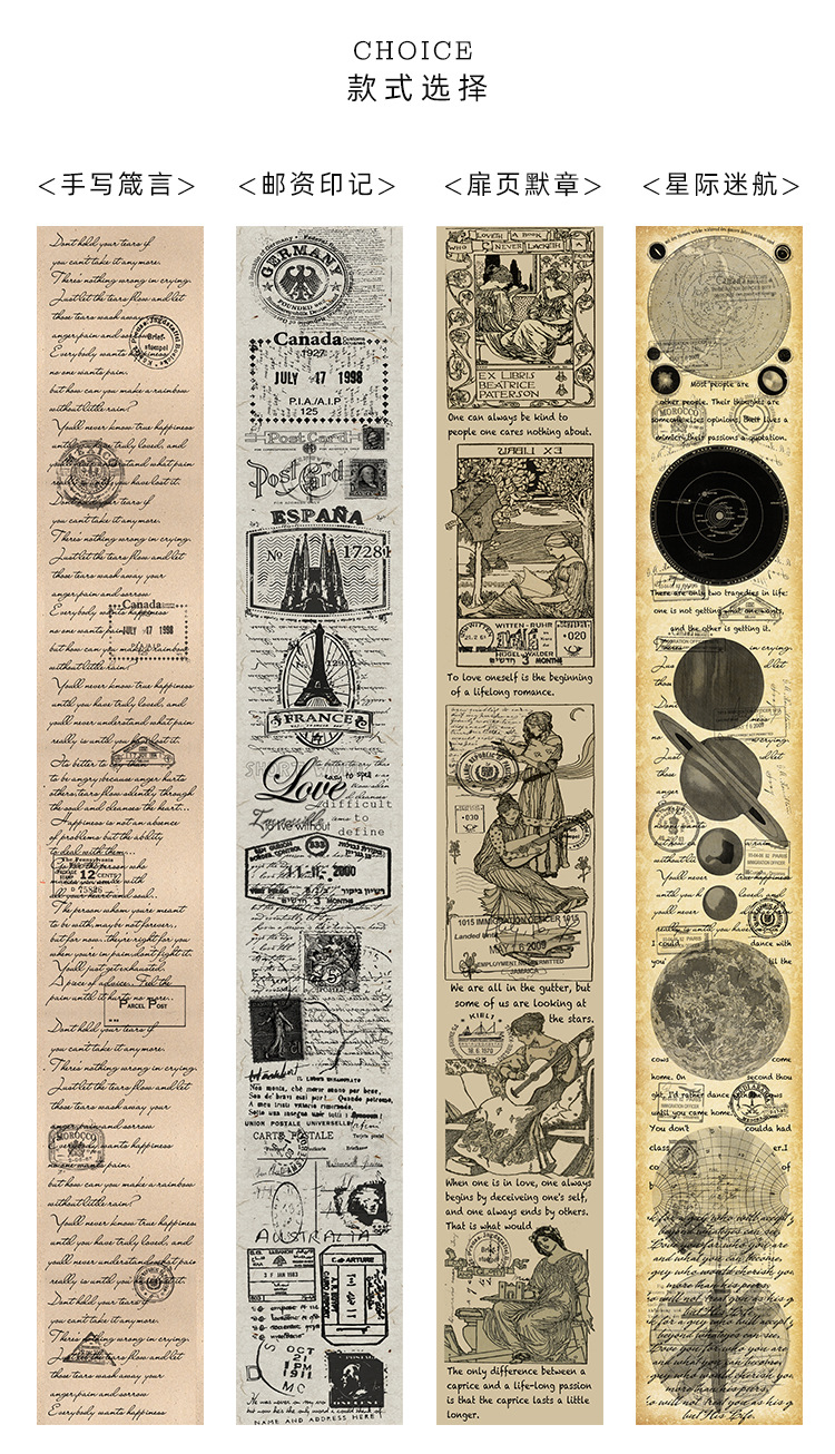 Vintage Poster Washi Tape For Scrapbooking Diy Decorative Stationery Sticker - 8