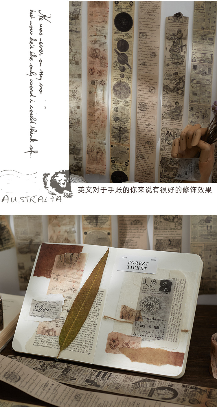 Vintage Poster Washi Tape For Scrapbooking Diy Decorative Stationery Sticker - 12